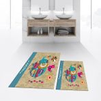 Viyana Home Dijital Baskılı Kaymaz Taban Yıkanabilir Ikili Banyo Paspas Klozet Takımı, V-Klozet-31-Kahve, - Renkli