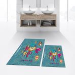 Viyana Home Dijital Baskılı Kaymaz Taban Yıkanabilir Ikili Banyo Paspas Klozet Takımı, V-Klozet-31-Mavi, - 40 x 60 cm - 60 x 100 cm