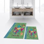 Viyana Home Dijital Baskılı Kaymaz Taban Yıkanabilir Ikili Banyo Paspas Klozet Takımı, V-Klozet-31-Yeşil, - Renkli
