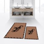 Viyana Home Dijital Baskılı Kaymaz Taban Yıkanabilir Ikili Banyo Paspas Klozet Takımı, V-Klozet-32-Kahve, - Renkli