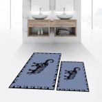 Viyana Home Dijital Baskılı Kaymaz Taban Yıkanabilir Ikili Banyo Paspas Klozet Takımı, V-Klozet-32-Mavi, - Renkli