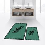Viyana Home Dijital Baskılı Kaymaz Taban Yıkanabilir Ikili Banyo Paspas Klozet Takımı, V-Klozet-32-Yeşil, - Renkli