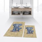 Viyana Home Dijital Baskılı Kaymaz Taban Yıkanabilir Ikili Banyo Paspas Klozet Takımı, V-Klozet-33-Kahve, - Renkli