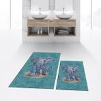 Viyana Home Dijital Baskılı Kaymaz Taban Yıkanabilir Ikili Banyo Paspas Klozet Takımı, V-Klozet-33-Mavi, - 40 x 60 cm - 60 x 100 cm