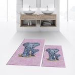 Viyana Home Dijital Baskılı Kaymaz Taban Yıkanabilir Ikili Banyo Paspas Klozet Takımı, V-Klozet-33-Pembe, - 40 x 60 cm - 60 x 100 cm