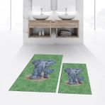 Viyana Home Dijital Baskılı Kaymaz Taban Yıkanabilir Ikili Banyo Paspas Klozet Takımı, V-Klozet-33-Yeşil, - Renkli