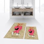 Viyana Home Dijital Baskılı Kaymaz Taban Yıkanabilir Ikili Banyo Paspas Klozet Takımı, V-Klozet-34-Kahve, - Renkli
