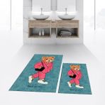 Viyana Home Dijital Baskılı Kaymaz Taban Yıkanabilir Ikili Banyo Paspas Klozet Takımı, V-Klozet-34-Mavi, - Renkli