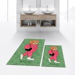 Viyana Home Dijital Baskılı Kaymaz Taban Yıkanabilir Ikili Banyo Paspas Klozet Takımı, V-Klozet-34-Yeşil, - Renkli