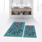Viyana Home Dijital Baskılı Kaymaz Taban Yıkanabilir Ikili Banyo Paspas Klozet Takımı, V-Klozet-35-Mavi, - 40 x 60 cm - 60 x 100 cm