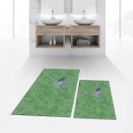 Viyana Home Dijital Baskılı Kaymaz Taban Yıkanabilir Ikili Banyo Paspas Klozet Takımı, V-Klozet-36-Yeşil, - 40 x 60 cm - 60 x 100 cm