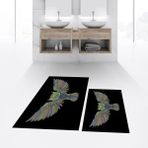 Viyana Home Dijital Baskılı Kaymaz Taban Yıkanabilir Ikili Banyo Paspas Klozet Takımı, V-Klozet-37-Siyah, - 40 x 60 cm - 60 x 100 cm