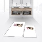 Viyana Home Dijital Baskılı Kaymaz Taban Yıkanabilir Ikili Banyo Paspas Klozet Takımı, V-Klozet-38-Beyaz, - Renkli