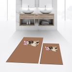 Viyana Home Dijital Baskılı Kaymaz Taban Yıkanabilir Ikili Banyo Paspas Klozet Takımı, V-Klozet-38-Kahve, - Renkli