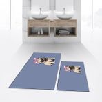 Viyana Home Dijital Baskılı Kaymaz Taban Yıkanabilir Ikili Banyo Paspas Klozet Takımı, V-Klozet-38-Mavi, - Renkli