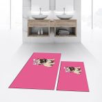 Viyana Home Dijital Baskılı Kaymaz Taban Yıkanabilir Ikili Banyo Paspas Klozet Takımı, V-Klozet-38-Pembe, - Renkli