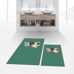 Viyana Home Dijital Baskılı Kaymaz Taban Yıkanabilir Ikili Banyo Paspas Klozet Takımı, V-Klozet-38-Yeşil, - 40 x 60 cm - 60 x 100 cm