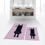 Viyana Home Dijital Baskılı Kaymaz Taban Yıkanabilir Ikili Banyo Paspas Klozet Takımı, V-Klozet-39-Pembe, - Renkli