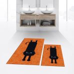 Viyana Home Dijital Baskılı Kaymaz Taban Yıkanabilir Ikili Banyo Paspas Klozet Takımı, V-Klozet-39-Turuncu, - Renkli
