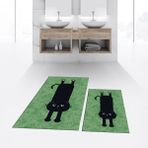 Viyana Home Dijital Baskılı Kaymaz Taban Yıkanabilir Ikili Banyo Paspas Klozet Takımı, V-Klozet-39-Yeşil, - Renkli