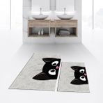 Viyana Home Dijital Baskılı Kaymaz Taban Yıkanabilir Ikili Banyo Paspas Klozet Takımı, V-Klozet-40-Gri, - Renkli