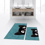 Viyana Home Dijital Baskılı Kaymaz Taban Yıkanabilir Ikili Banyo Paspas Klozet Takımı, V-Klozet-40-Mavi, - Renkli