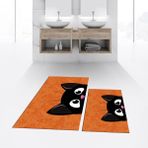 Viyana Home Dijital Baskılı Kaymaz Taban Yıkanabilir Ikili Banyo Paspas Klozet Takımı, V-Klozet-40-Turuncu, - 40 x 60 cm - 60 x 100 cm