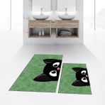 Viyana Home Dijital Baskılı Kaymaz Taban Yıkanabilir Ikili Banyo Paspas Klozet Takımı, V-Klozet-40-Yeşil, - Renkli