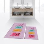 Viyana Home Dijital Baskılı Kaymaz Taban Yıkanabilir Ikili Banyo Paspas Klozet Takımı, V-Klozet-41-Pembe, - Renkli