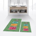 Viyana Home Dijital Baskılı Kaymaz Taban Yıkanabilir Ikili Banyo Paspas Klozet Takımı, V-Klozet-41-Yeşil, - 40 x 60 cm - 60 x 100 cm