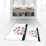 Viyana Home Dijital Baskılı Kaymaz Taban Yıkanabilir Ikili Banyo Paspas Klozet Takımı, V-Klozet-42-Beyaz, - Renkli