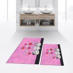 Viyana Home Dijital Baskılı Kaymaz Taban Yıkanabilir Ikili Banyo Paspas Klozet Takımı, V-Klozet-42-Pembe, - Renkli