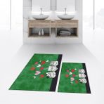 Viyana Home Dijital Baskılı Kaymaz Taban Yıkanabilir Ikili Banyo Paspas Klozet Takımı, V-Klozet-42-Yeşil, - Renkli