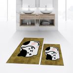 Viyana Home Dijital Baskılı Kaymaz Taban Yıkanabilir Ikili Banyo Paspas Klozet Takımı, V-Klozet-43-Kahve, - Renkli