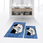 Viyana Home Dijital Baskılı Kaymaz Taban Yıkanabilir Ikili Banyo Paspas Klozet Takımı, V-Klozet-43-Mavi, - 40 x 60 cm - 60 x 100 cm