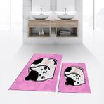 Viyana Home Dijital Baskılı Kaymaz Taban Yıkanabilir Ikili Banyo Paspas Klozet Takımı, V-Klozet-43-Pembe, - 40 x 60 cm - 60 x 100 cm