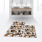 Viyana Home Dijital Baskılı Kaymaz Taban Yıkanabilir Ikili Banyo Paspas Klozet Takımı, V-Klozet-44-Kahve, - Renkli