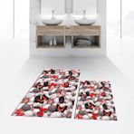 Viyana Home Dijital Baskılı Kaymaz Taban Yıkanabilir Ikili Banyo Paspas Klozet Takımı, V-Klozet-44-Kırmızı, - 40 x 60 cm - 60 x 100 cm