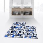 Viyana Home Dijital Baskılı Kaymaz Taban Yıkanabilir Ikili Banyo Paspas Klozet Takımı, V-Klozet-44-Mavi, - Renkli