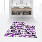 Viyana Home Dijital Baskılı Kaymaz Taban Yıkanabilir Ikili Banyo Paspas Klozet Takımı, V-Klozet-44-Mor, - Renkli
