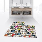Viyana Home Dijital Baskılı Kaymaz Taban Yıkanabilir Ikili Banyo Paspas Klozet Takımı, V-Klozet-44-Renkli,