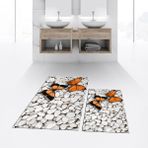 Viyana Home Dijital Baskılı Kaymaz Taban Yıkanabilir Ikili Banyo Paspas Klozet Takımı, V-Klozet-45-Kahve, - Renkli
