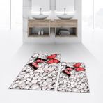 Viyana Home Dijital Baskılı Kaymaz Taban Yıkanabilir Ikili Banyo Paspas Klozet Takımı, V-Klozet-45-Kırmızı, - 40 x 60 cm - 60 x 100 cm