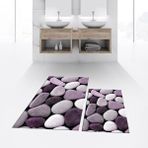 Viyana Home Dijital Baskılı Kaymaz Taban Yıkanabilir Ikili Banyo Paspas Klozet Takımı, V-Klozet-46-Mor, - Renkli