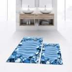 Viyana Home Dijital Baskılı Kaymaz Taban Yıkanabilir Ikili Banyo Paspas Klozet Takımı, V-Klozet-47-Mavi, - Renkli