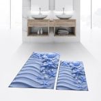 Viyana Home Dijital Baskılı Kaymaz Taban Yıkanabilir Ikili Banyo Paspas Klozet Takımı, V-Klozet-48-Mavi, - 40 x 60 cm - 60 x 100 cm