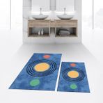 Viyana Home Dijital Baskılı Kaymaz Taban Yıkanabilir Ikili Banyo Paspas Klozet Takımı, V-Klozet-49-Mavi, - Renkli
