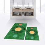 Viyana Home Dijital Baskılı Kaymaz Taban Yıkanabilir Ikili Banyo Paspas Klozet Takımı, V-Klozet-49-Yeşil, - Renkli