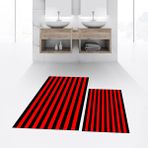 Viyana Home Dijital Baskılı Kaymaz Taban Yıkanabilir Ikili Banyo Paspas Klozet Takımı, V-Klozet-50-Kırmızı, - Renkli