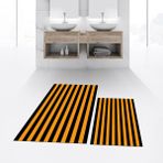 Viyana Home Dijital Baskılı Kaymaz Taban Yıkanabilir Ikili Banyo Paspas Klozet Takımı, V-Klozet-50-Turuncu, - Renkli